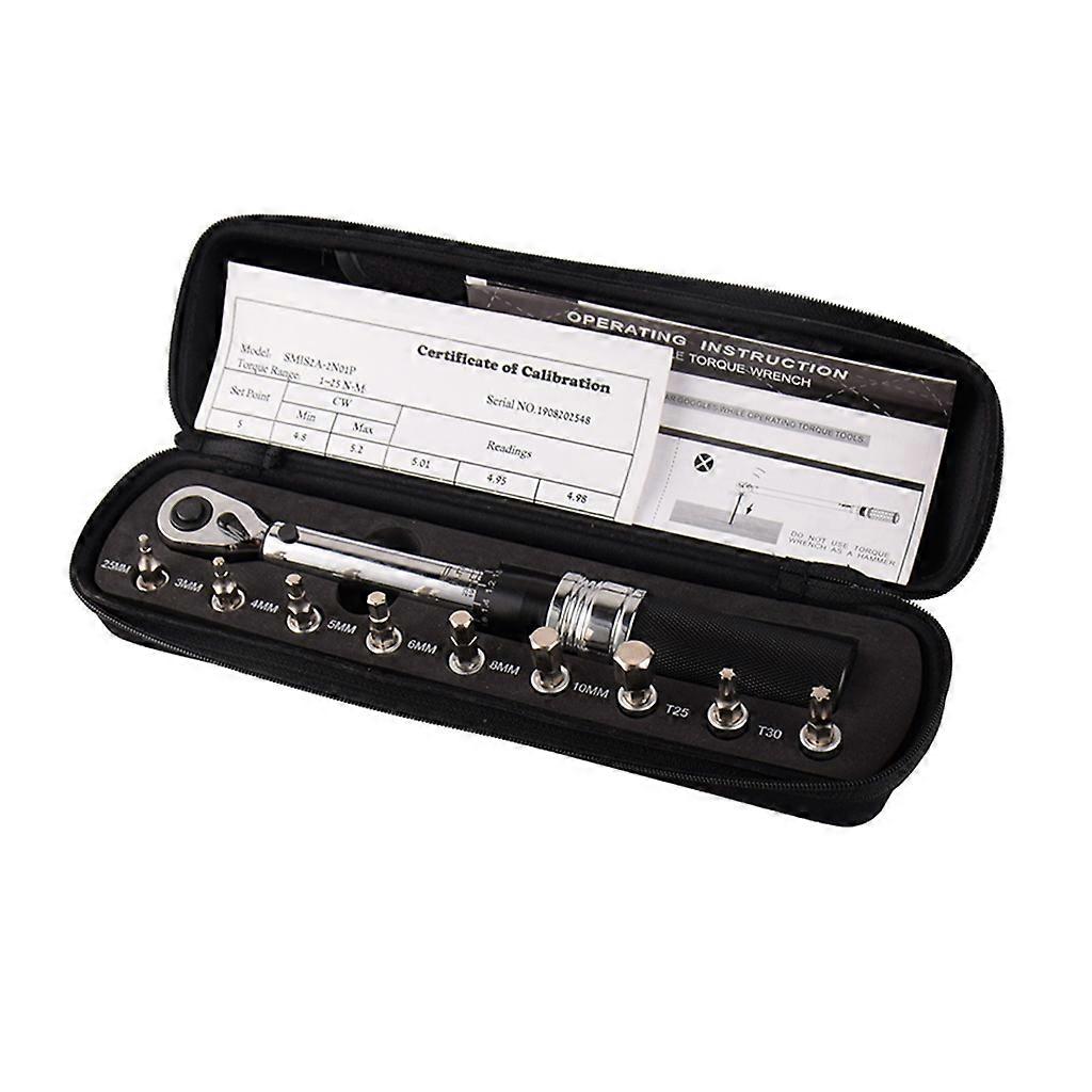 1/4inch 1-25NM Click Adjustable Torque Wrench Bicycle Repair tools kit set tool Silver