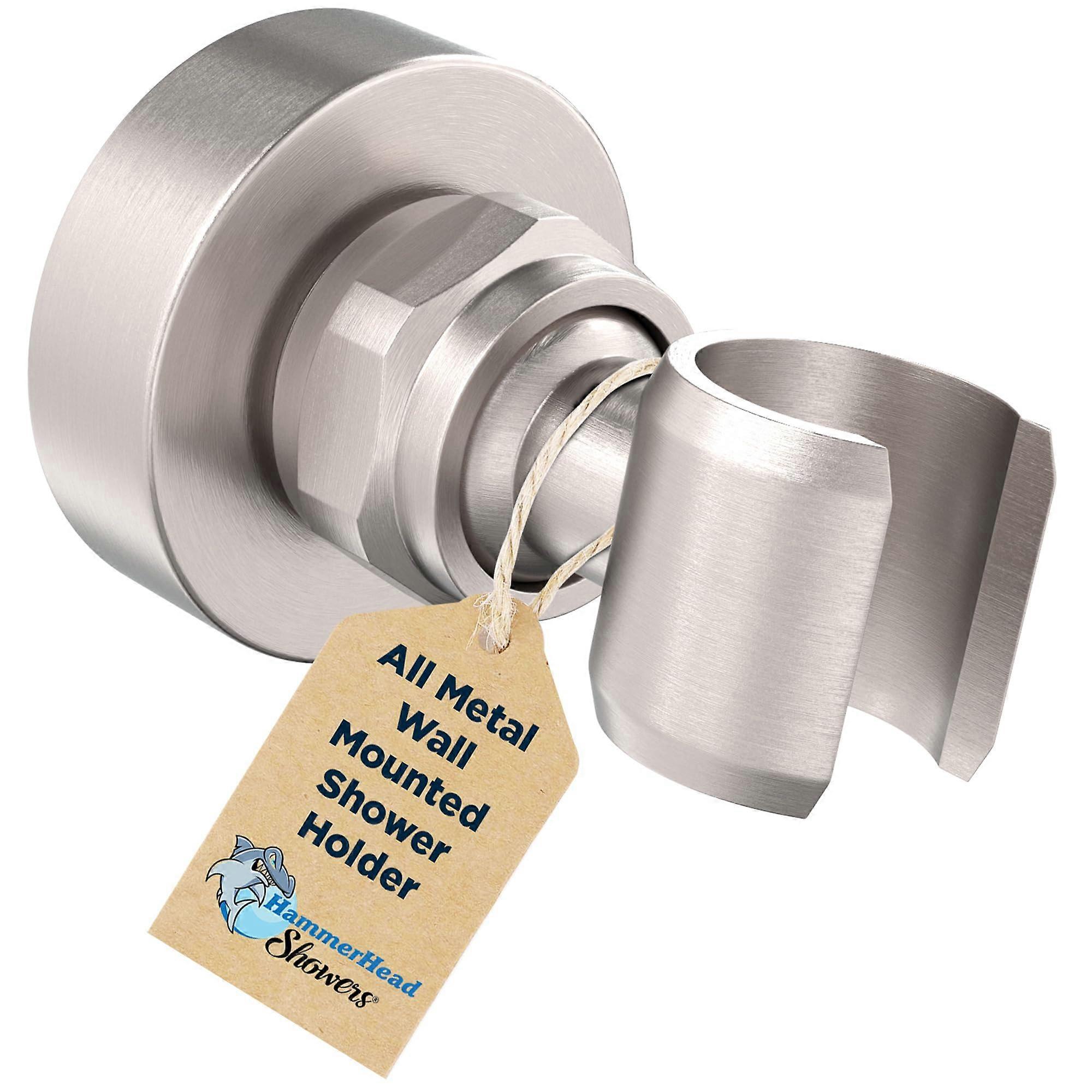 Brushed Nickel Shower Head with Adjustable Hose Holder, 4 Function Spray, Easy Install, Standard Size