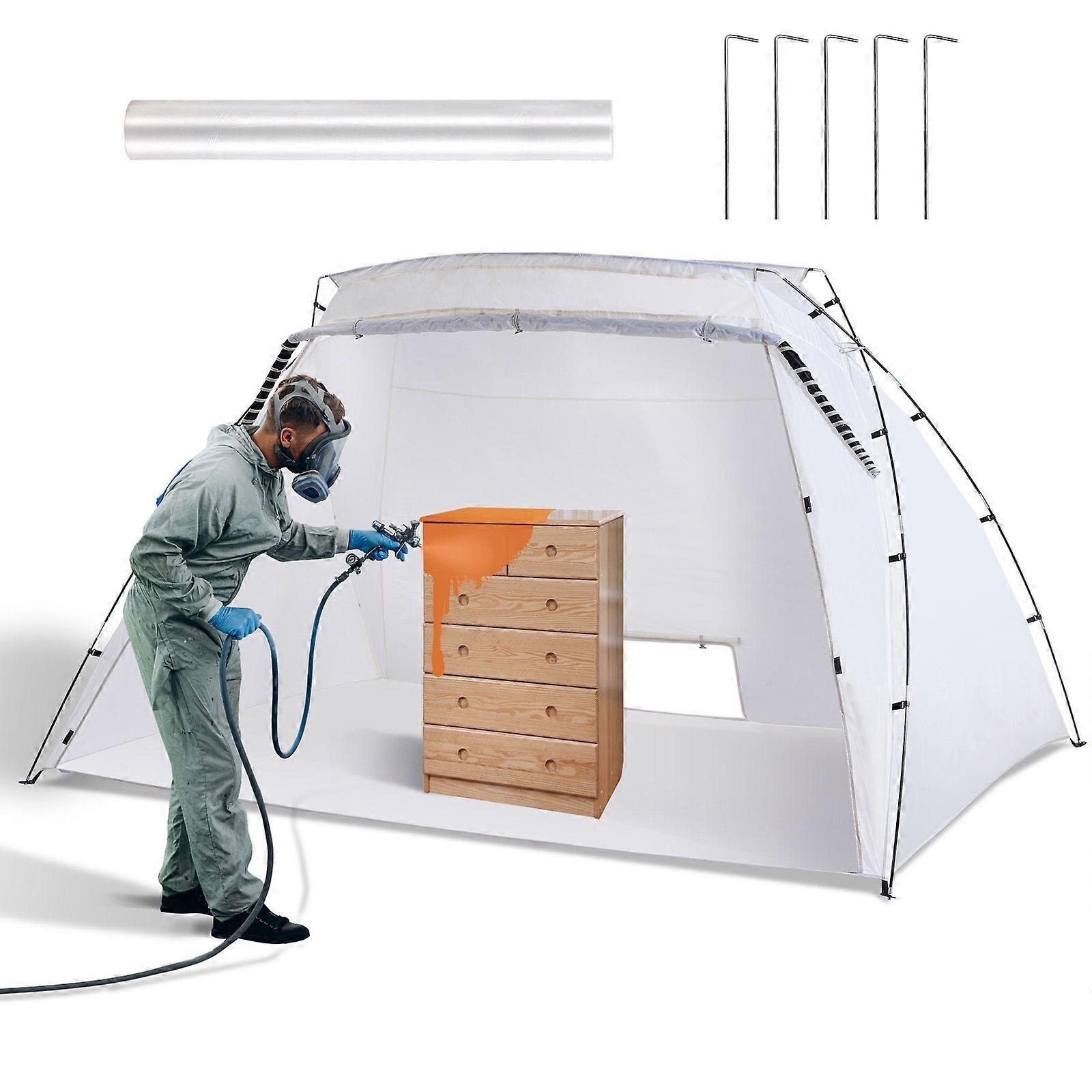 Portable Paint Booth Spray Paint Tent with Built-in Floor & Mesh Screen, Painting Tent Station for Furniture DIY Hobby Tool, 10x7x6ft
