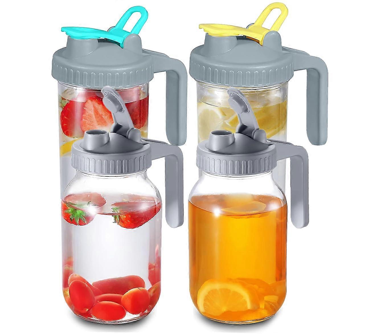 2 Pack Mason Jar Pour Spout Lids Wide Mouth for Pouring and Drinking