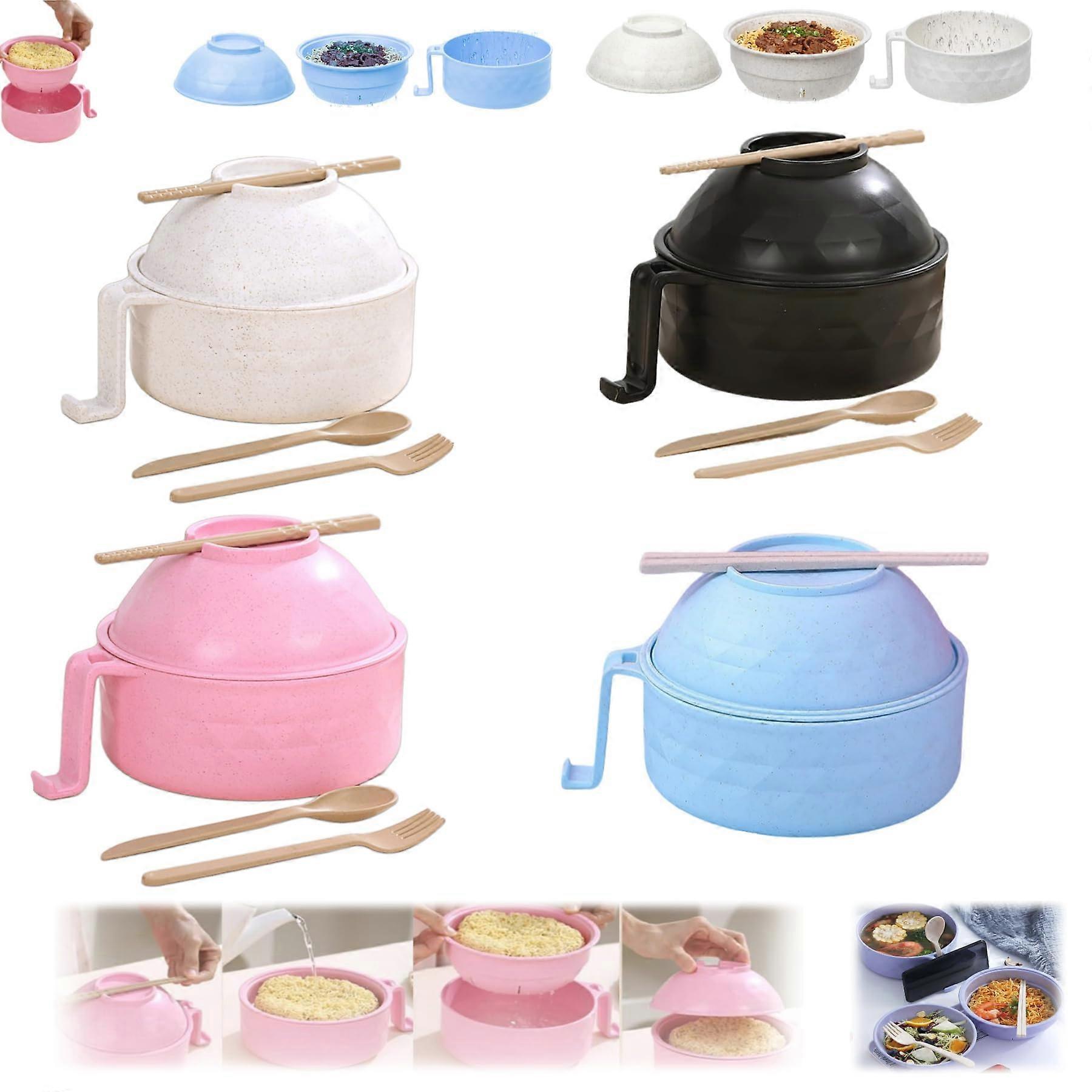 4 PCS Microwave Ramen Bowl Set, Durable Ceramic Noodle Bowls with Handles, 20 Oz, Perfect for Instant Noodles