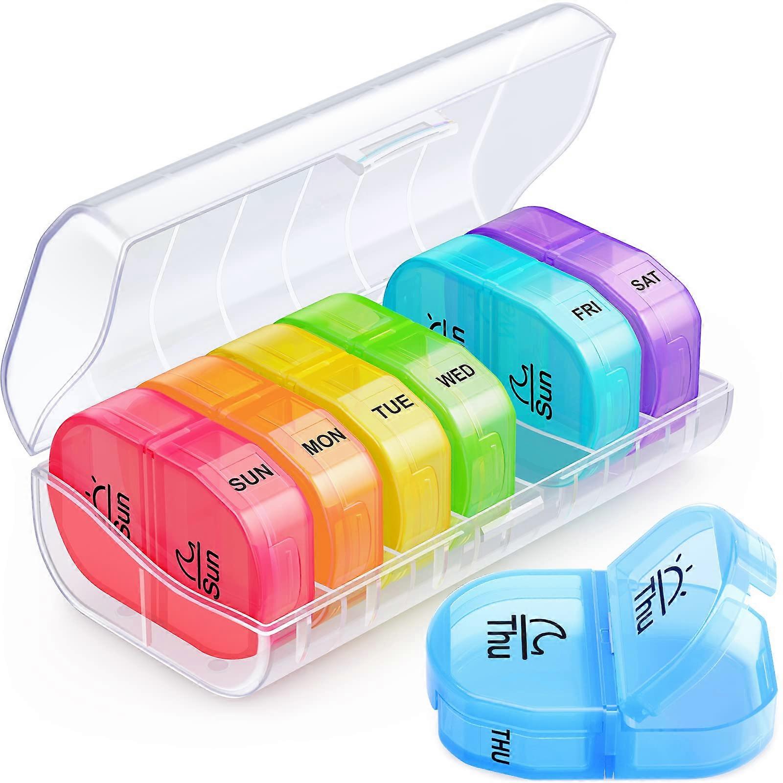Weekly Pill Organizer 2 Times a Day,  AM PM Pill Box with 7 Detachable Pill Case, BPA-Free