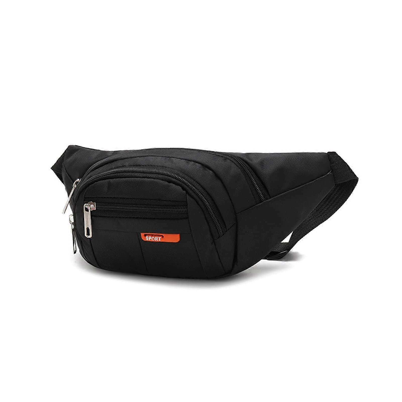 Water -resistant punk bag with adjustable strap buckle for men, 4 zipper pockets