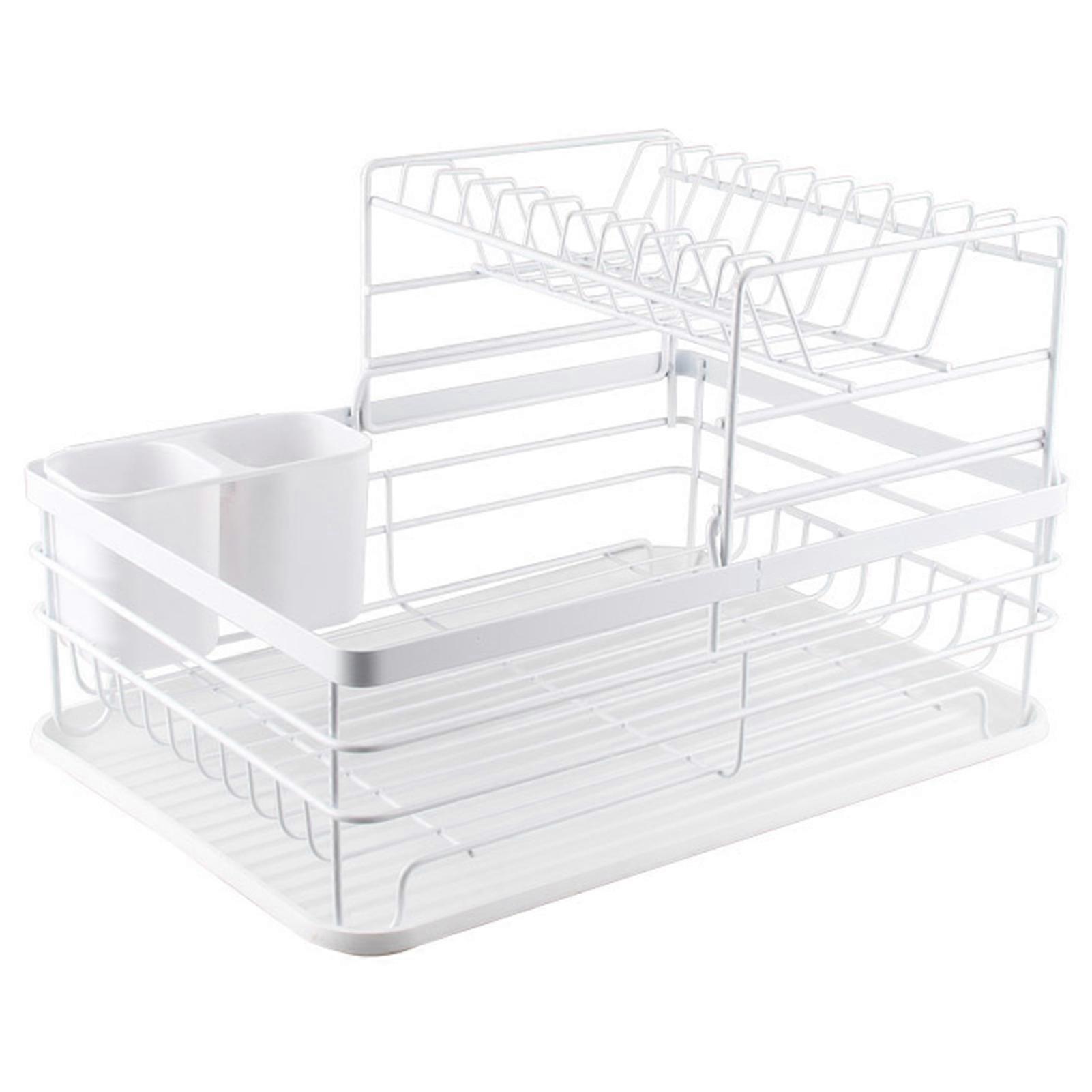 Metal Versatile Kitchen Dish Rack Non-Drip Tray Dish Drainer