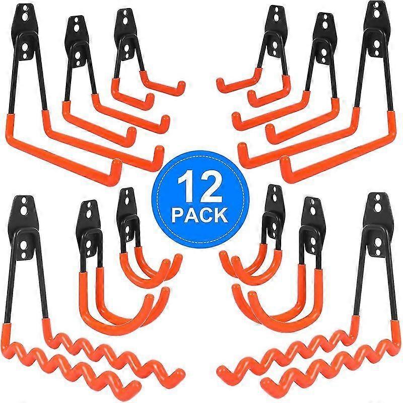 12-piece Garage Storage Hooks, Garage Hooks With Anti-slip Coating, Garage Wall Hooks Including Wave Hooks, J-hooks