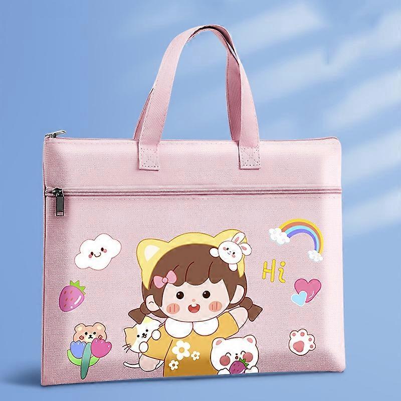 Student Tote Handle Book Bag Canvas Waterproof Data Storage Bag