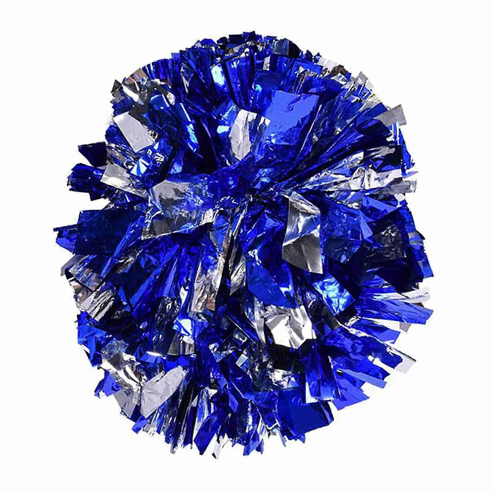 Cheerleading Pom Poms, Pom Poms Cheerleading Stuff Foil Plastic Metallic Cheerleader Pom Poms for Cheer Sport Kids Adults Team Spirit Cheering(蓝+银)