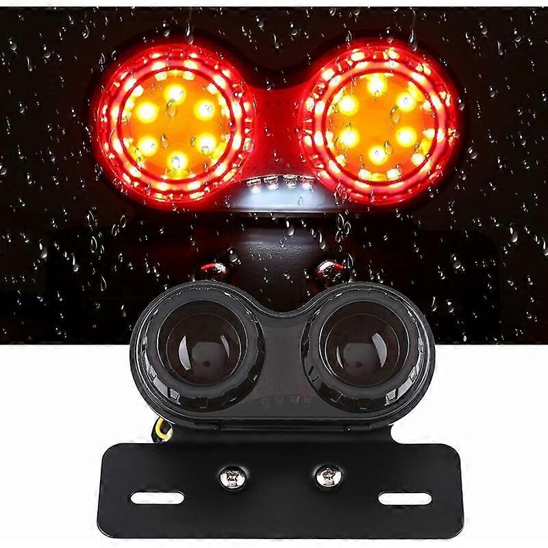 Motorcycle LED Tail Light Brake Stop Lamp Turn Signal Indicator for Custom Cafe Racer Red Light Fonepro