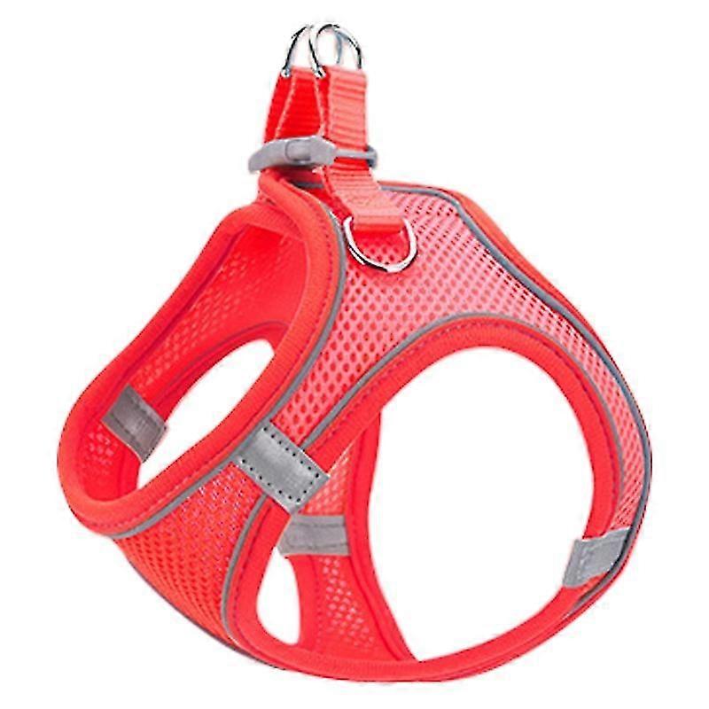 Reflective Cat Dog Vest For Outdoor Walking Breathable Mesh Pet Harness With Leash, Size L - Red