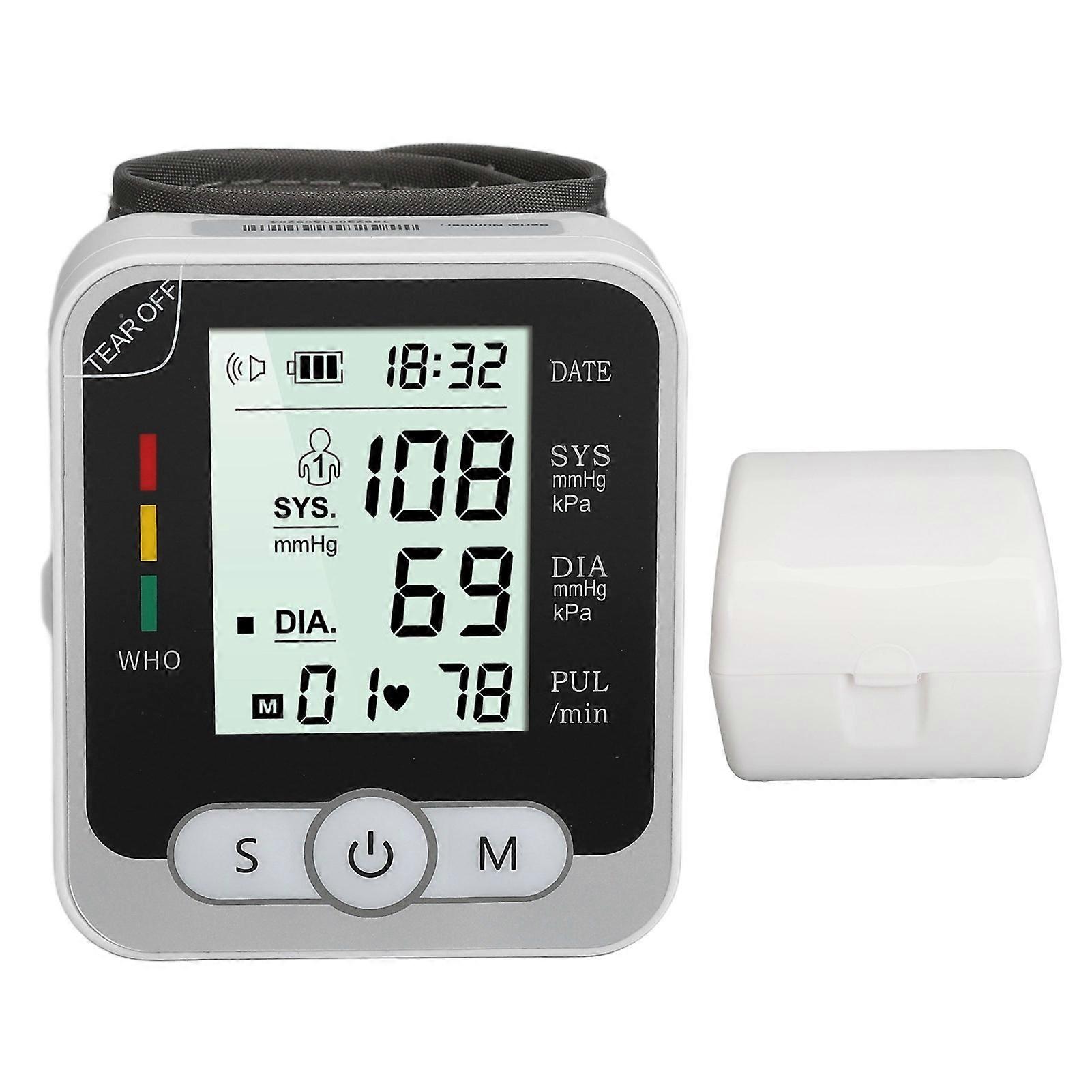 Automatic Wrist Digital One Button Blood Pressure Monitor Machine with Storage Case for Home Use