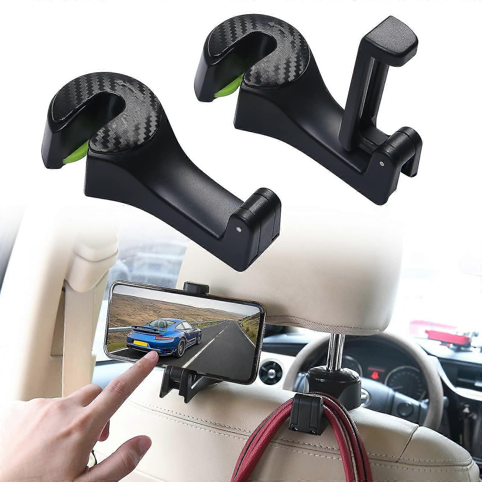 2pcs Car Storage Hooks Back Seat Headrest Hanger, Universal Vehicle Back Seat Hidden Handbag Hooks