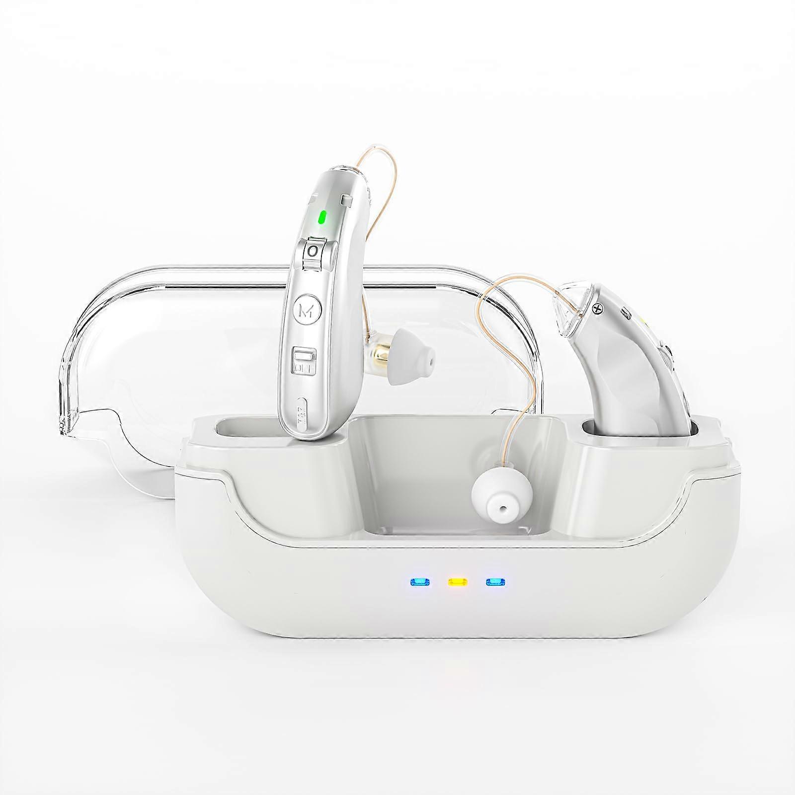 Hearing Amplifier with LED Power Indicator, Rechargeable or for Seniors in Ear, Noise Cancelling Hearing Amplifier White