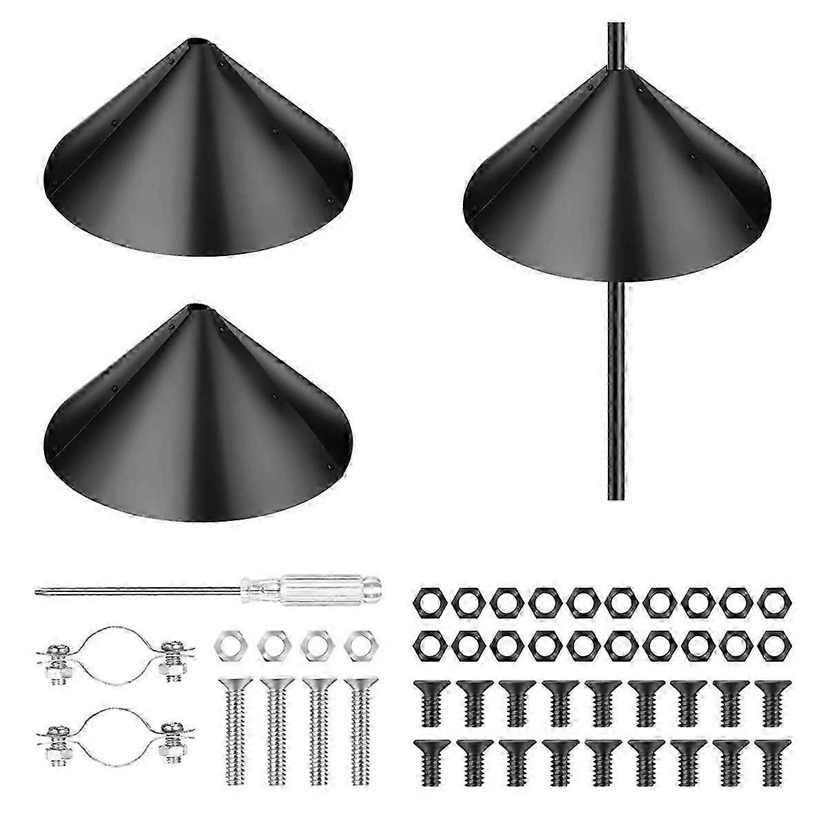 2 Pack Squirrel Baffle for Bird Feeders Black Plastic Guard to Keep Squirrels Off, Fits Shepherd Hooks & Poles 14 Inch