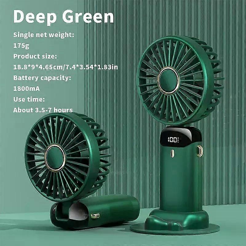 USB Handheld Mini Fan Foldable Portable Neck Hanging Fans 5 Speed USB Rechargeable Fan with Phone Stand and Display Screen