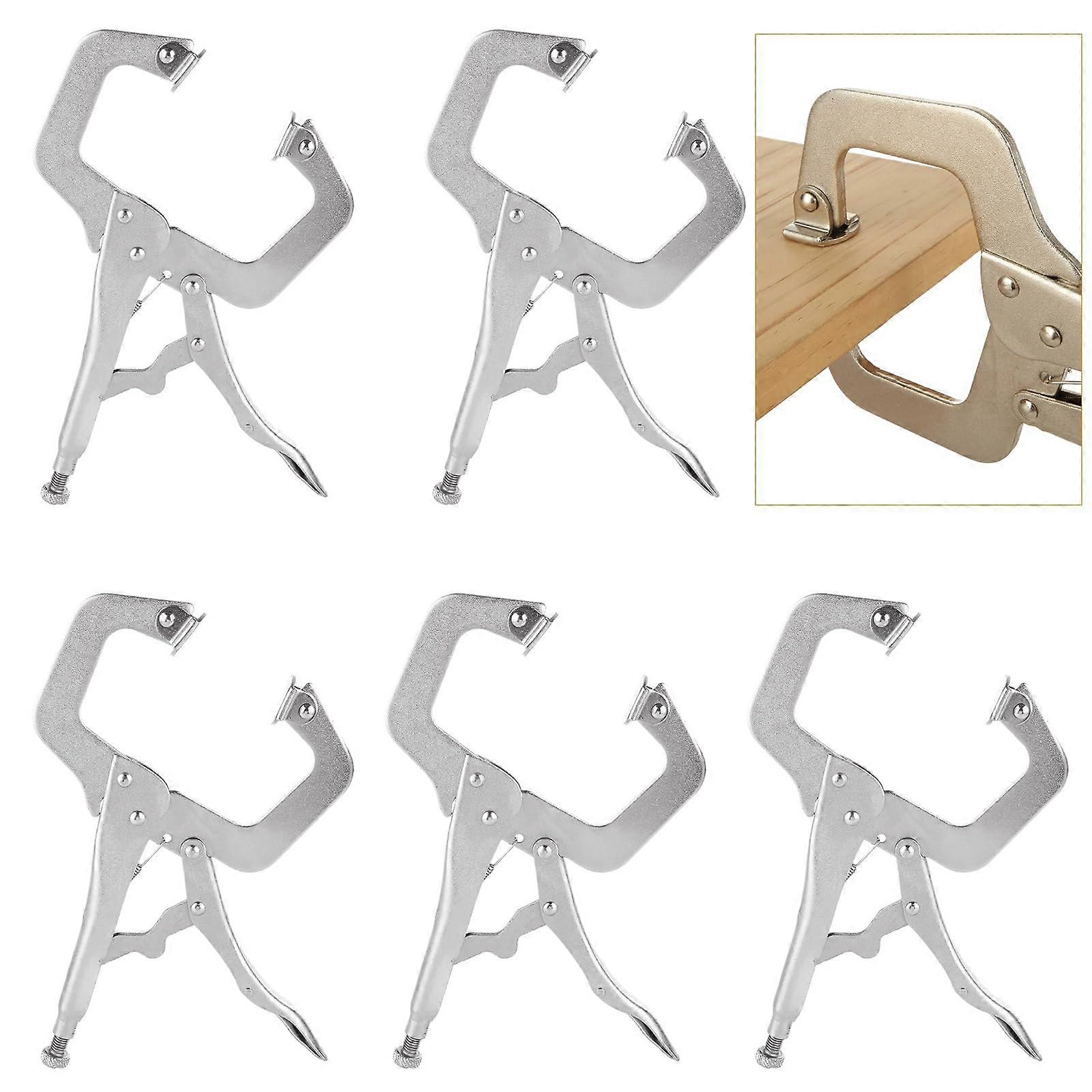 5 Pcs 11 Inch C Clamp Locking Pliers, Adjustable Vise Grip Welding Clamp with Regular Tip and Swivel Pad for Woodworking and Carpentry