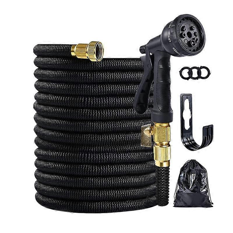 SCSYV Garden Hose 25ft,Expandable Garden Hose Leak-Proof 40 Layers of Innovative Nano Rubber,2024 Version/New Patented,Lightweight,Black