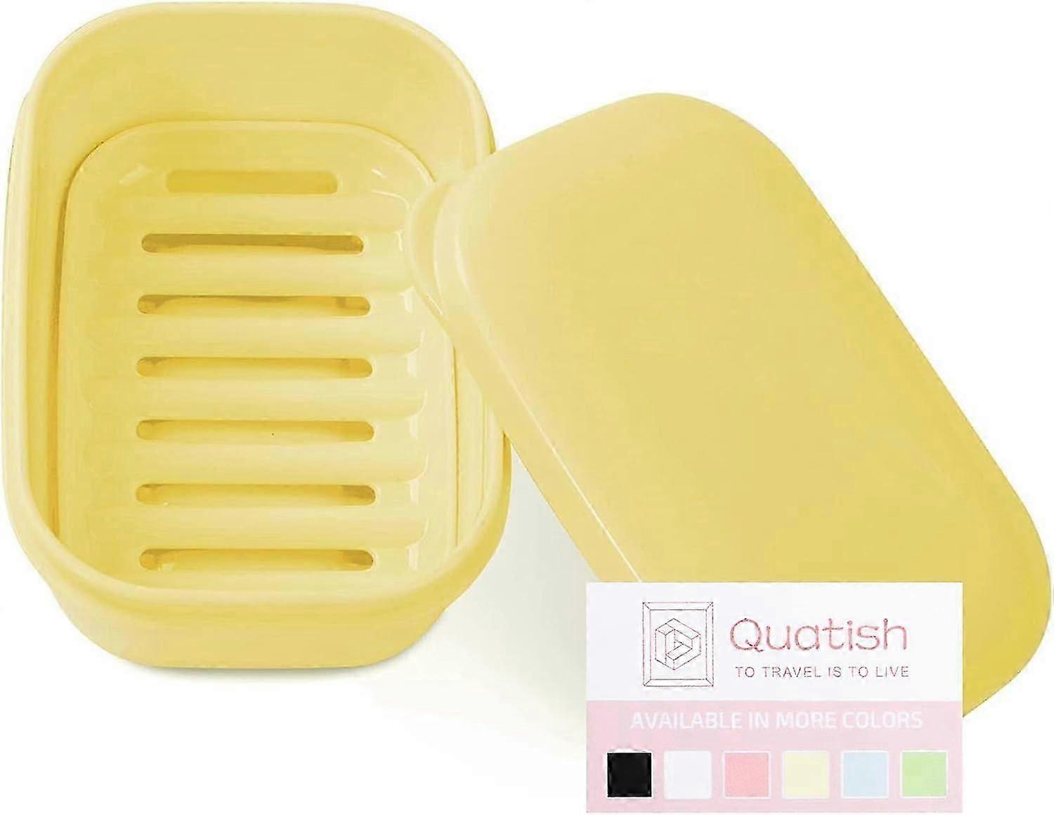 Soap Holder 1 Pack, Travel Soap Container with Lid, Portable Bar Soap Holder, Leakproof Soap Box with Perforations, Soap Dishes(Yellow)