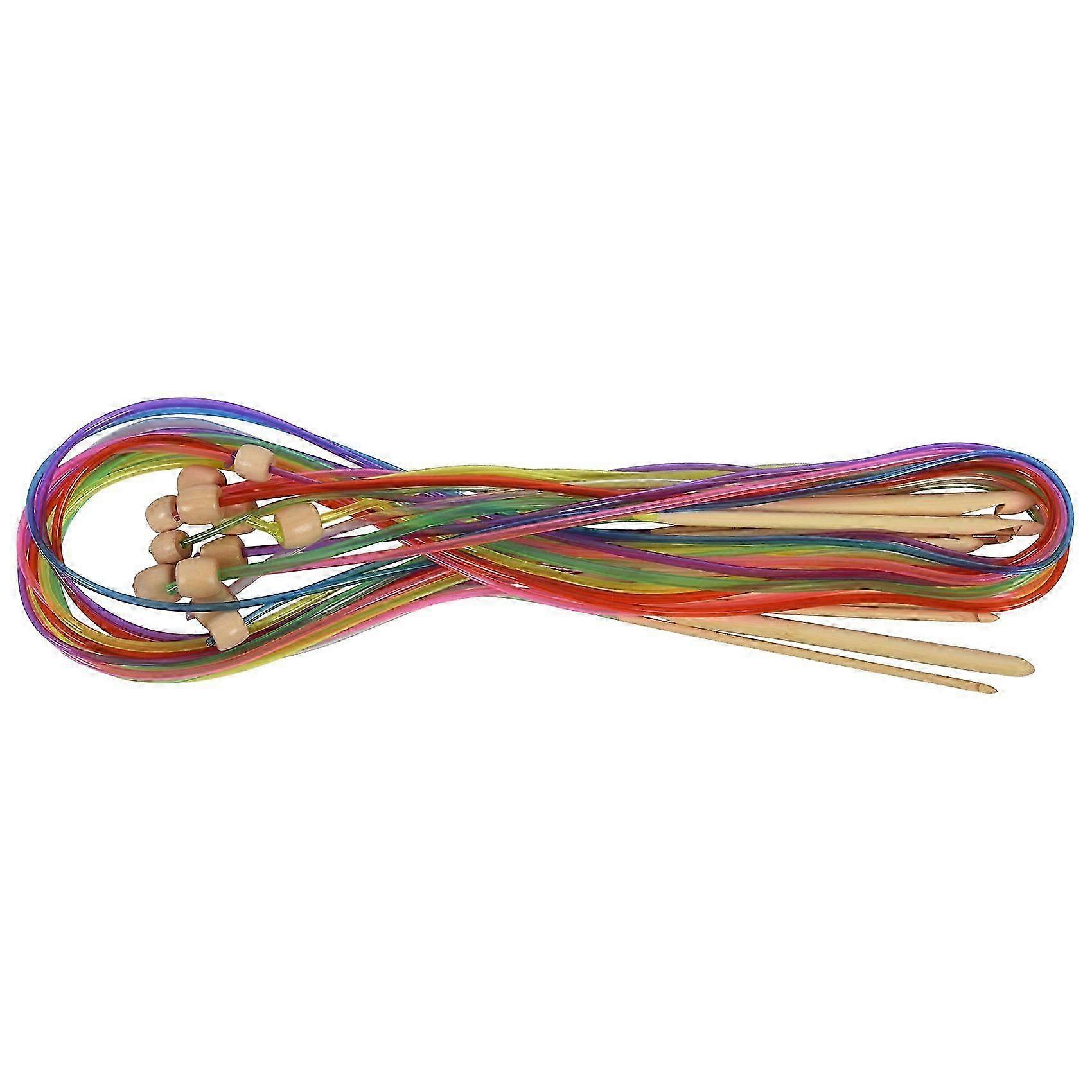 1 Set /12 Pc Natural Bamboo Flexible Afghan Tunisian Carpet Crochet Hooks Needles At Random Color B