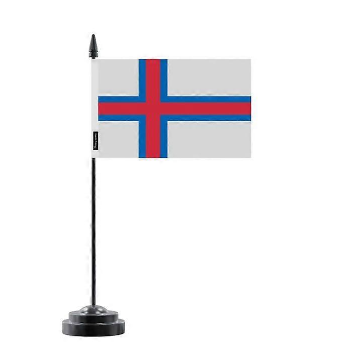 Table Flag - Multicolored - Faroe Islands - 14 x 21 cm - Plastic Pole - Double-Sided Print