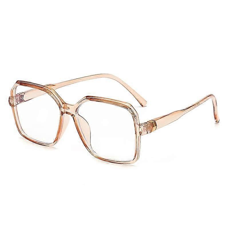 Oversized Square Eyeglasses for Reading - Anti Blue Light Blocking Computer Readers, Tea Frame, Size 150