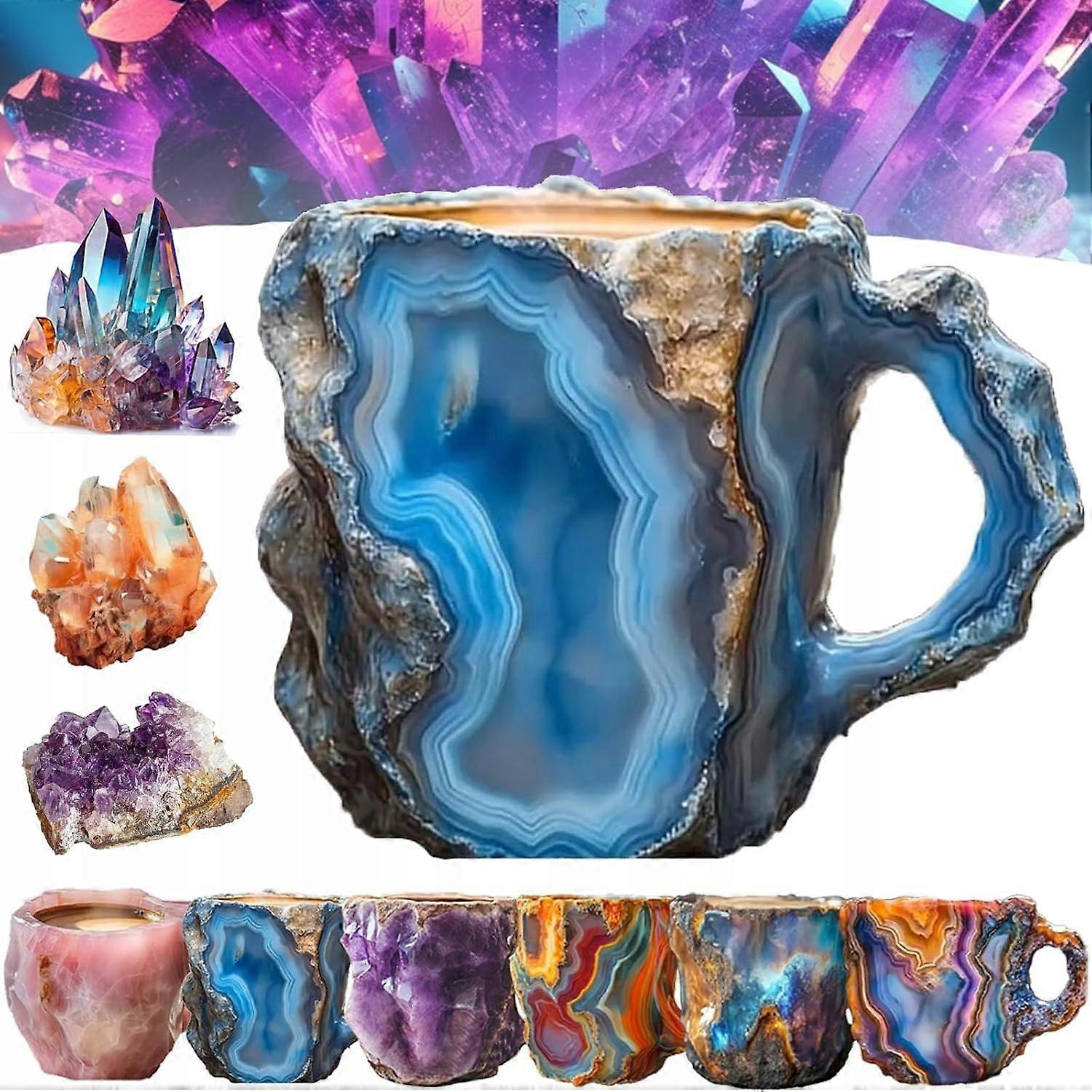 Tasses à café en cristal minéral Noël coloré naturel
