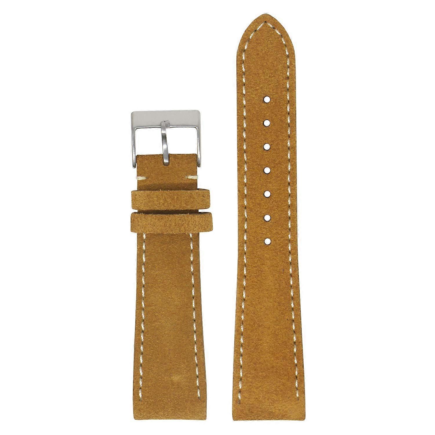 Classic Suede Leather Quick Release Watch Band Strap - Tan, Standard Length, 16mm to 24mm Sizes, Compatible with Various Watches
