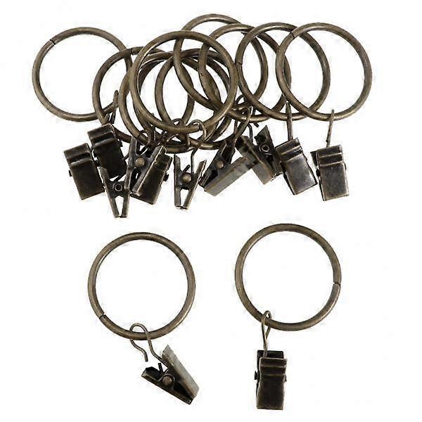 2x Set of 12 Plated Curtains Drapery Rings with Clips, - Bronze, 32mm