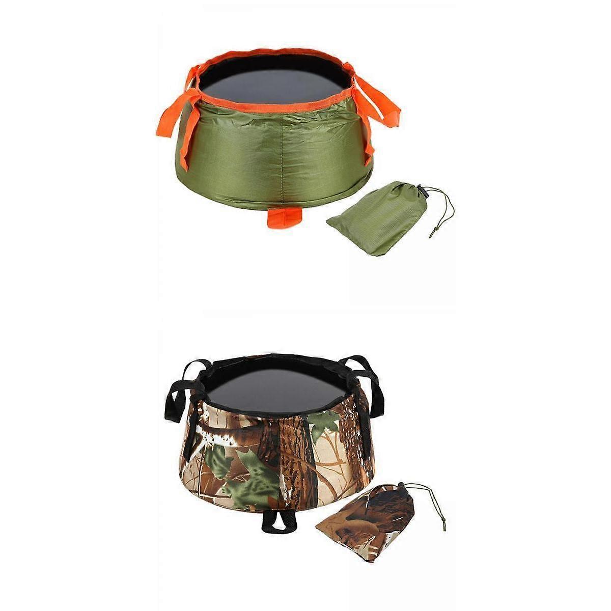 2 Pcs Folding Camping Bucket with Carry Bag Basin