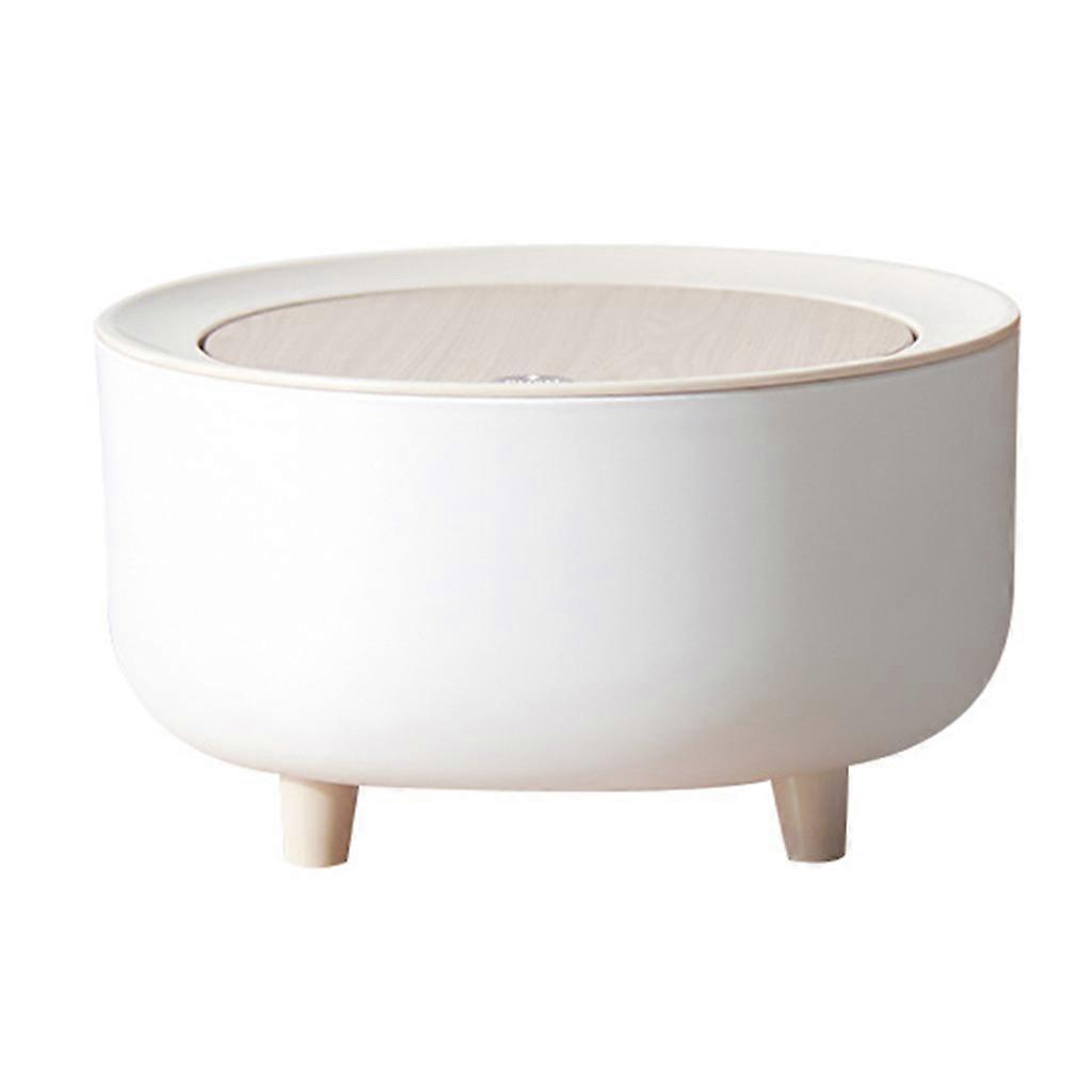 Nordic Style for Creative Mini Trash Can with Elasticity Press Lid Cover High Foot Round Waste Basket Dispenser Countertop Tabletop Waste Dust Bin
