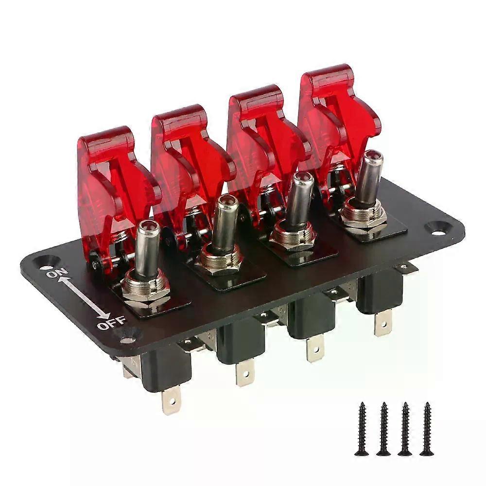 Auto Ignition Switch Panel Start Push Button LED Indicator compatible for  Racing Car Vehicles 12V 20A 4 Rocker Toggle Switch Panel