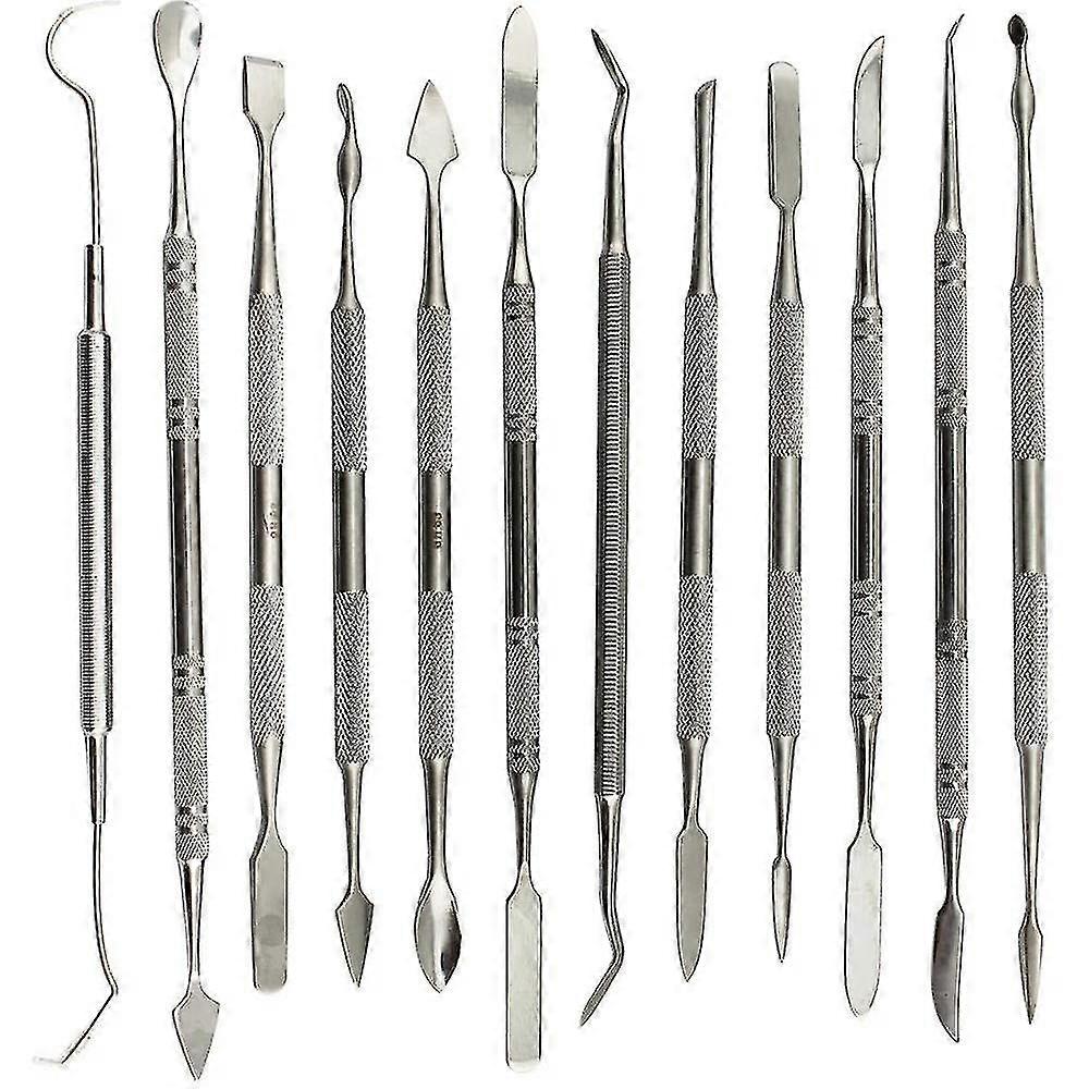 12 Pcs Wax Carvers Set, Double-Ended Dental Sculpting Tools for Wax Modeling, Polymer & Potter