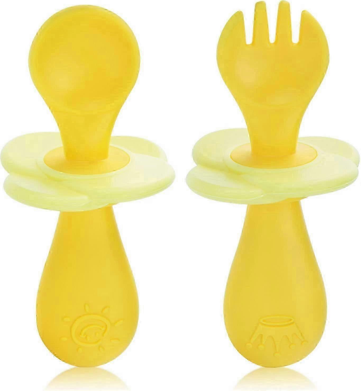 2 Pcs Spoon & Fork Cutlery Set, Silicone Training Utensils Suitable for Baby Led Weaning