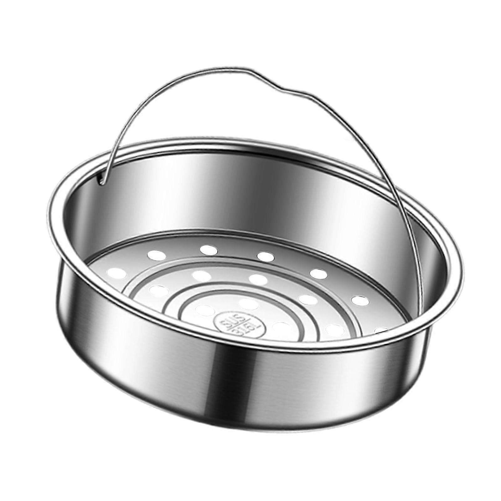 Multipurpose stainless steel steaming basket, practical steaming rack for dim sum and dumplings, kitchen cooking tool with handle S