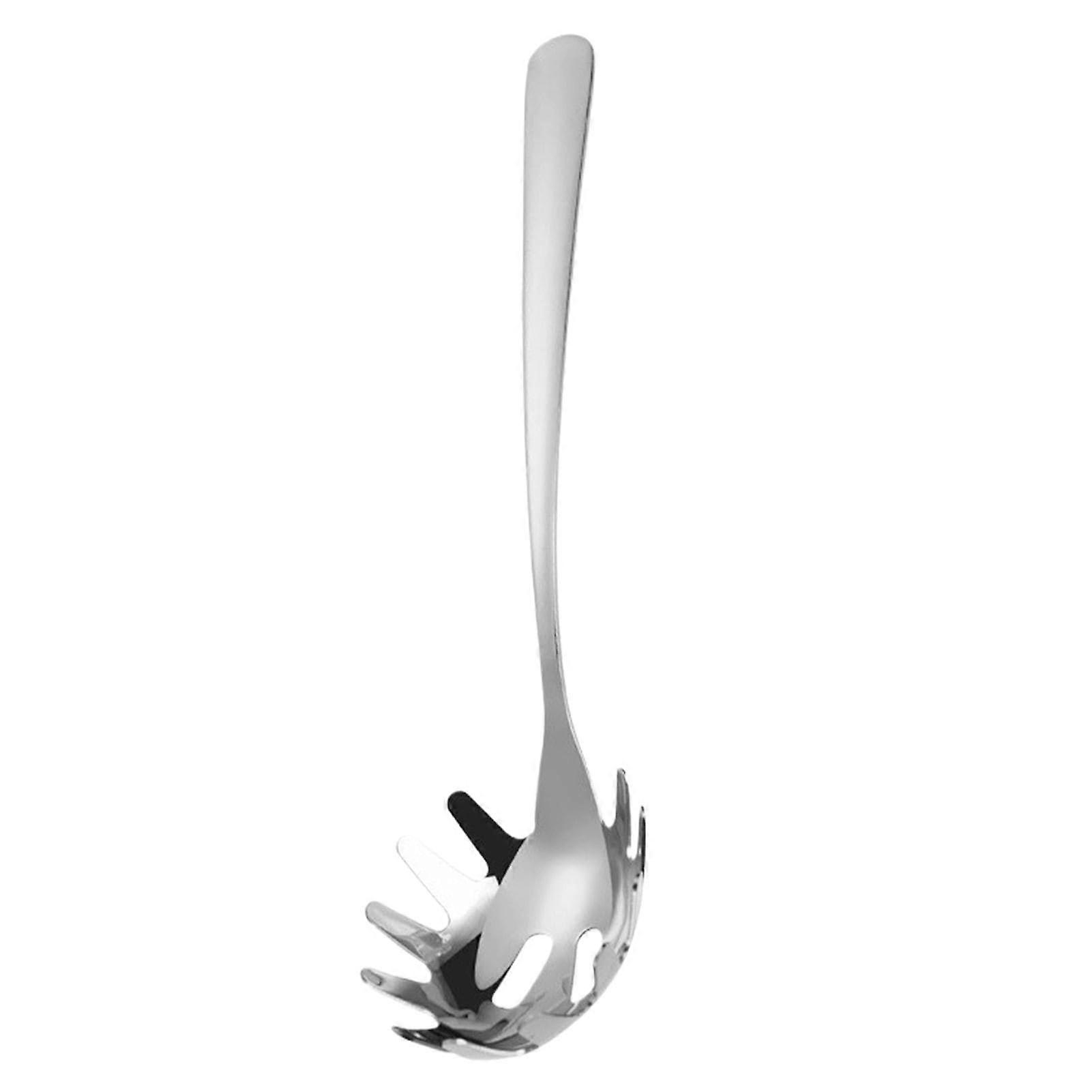 Spaghetti Spoon Server - Stainless Steel Noodle Strainer, Pasta Spoon with Colander Function, 12-inch Silver Kitchen Utensil