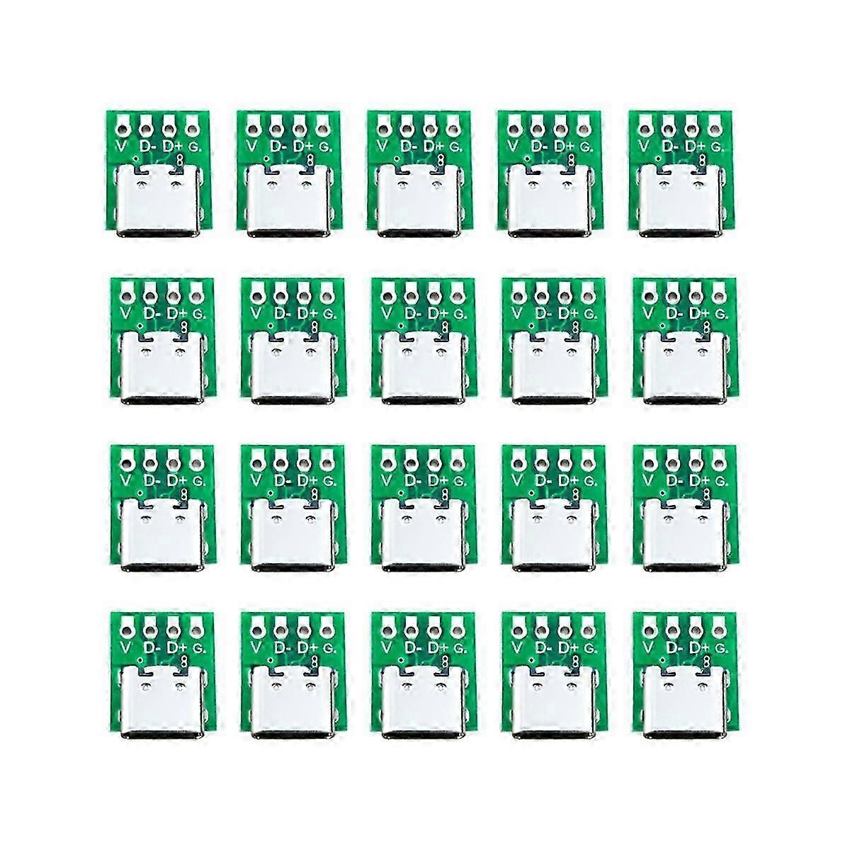 10 Pcs Female Connector USB Type C Breakout Board with PCB Converter Board for Data Line Wire Cable Edition 0617