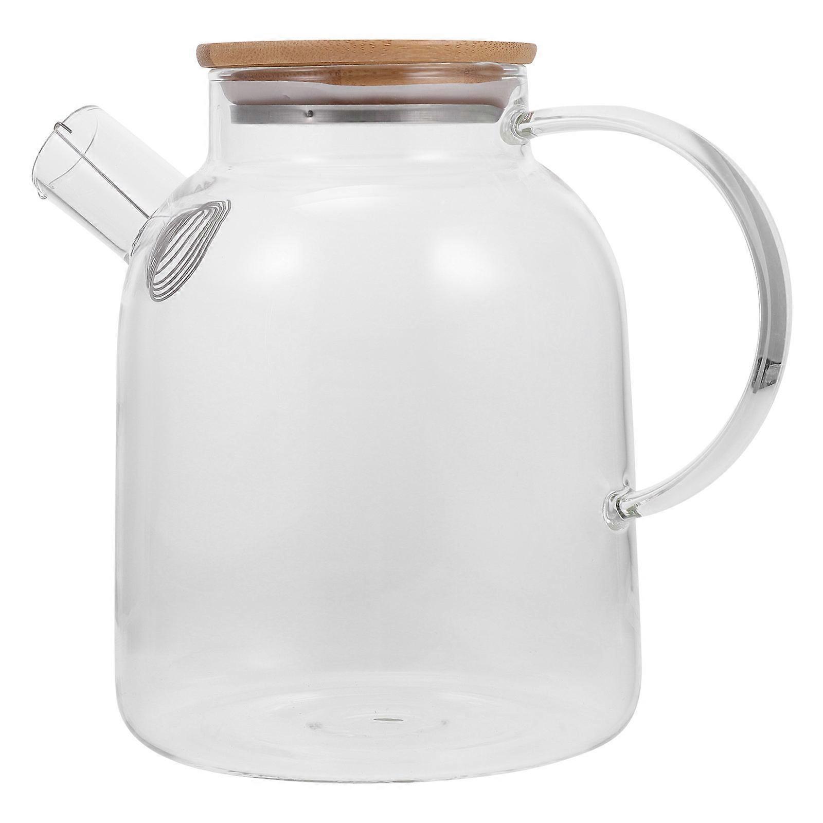 Transparent Glass Water Pitcher with Handle and Lid for Kitchen Use Large Capacity 1 Pc