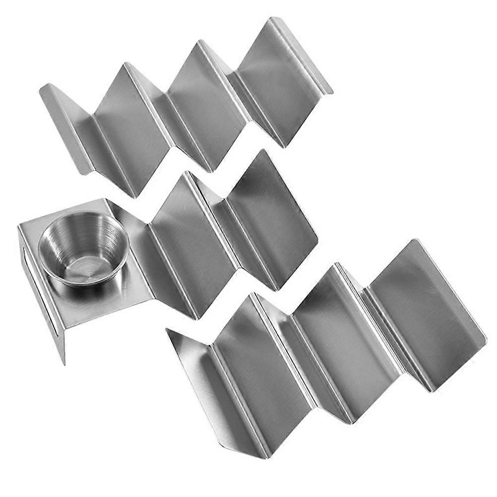 Taco Holders Stainless Steel Taco Stands Display Racks Rustproof Upright Holding Non-slip Base Easy Cleaning 3Pcs Silver