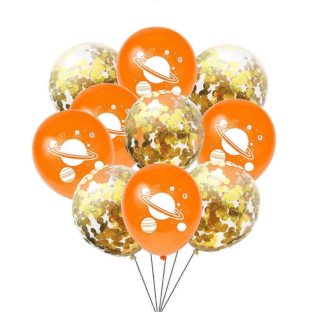 Birthday Party Decorations Latex Balloons Planet Pattern Golden Sequins Outer Space Theme 10Pcs