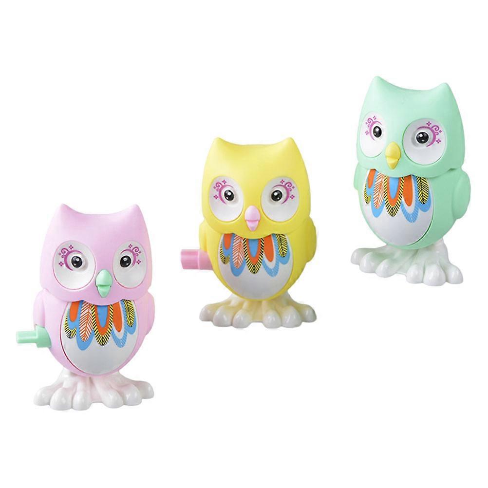 3pcs Adorable Owl Figurines Clockwork Games for Kids Plastic Random Color