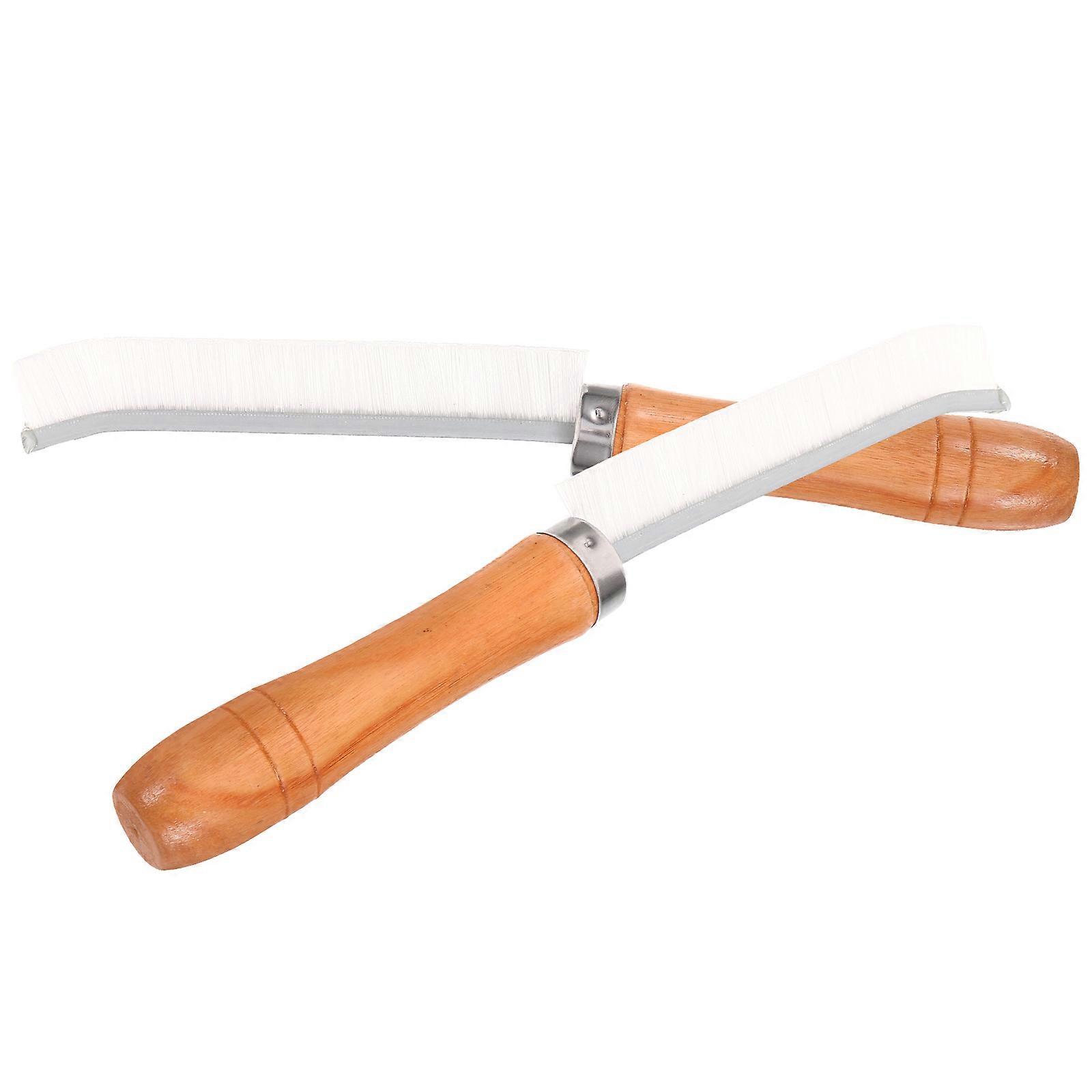 Crevice Cleaning Brush Multi Functional For Bathroom Gaps Kitchen Appliances 2Pcs Hard Bristle Wooden Handle