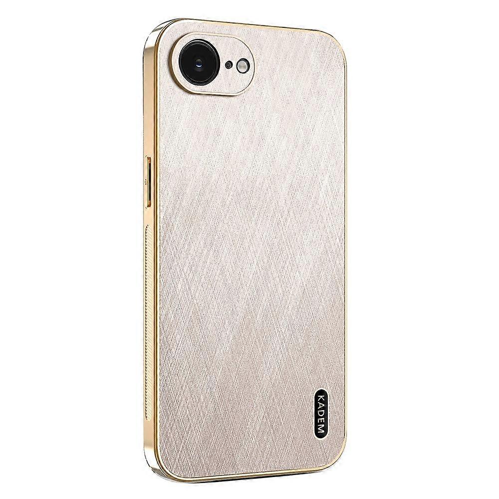 KADEM For iPhone 16e Case Electroplating Silk Texture PU+TPU Phone Back Cover