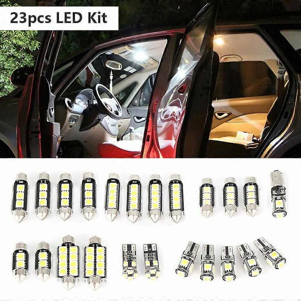 23 件汽车 LED 照明套件 6000K 60-130LM T10 双端车内灯 LED 灯泡套件阅读顶灯汽车配件