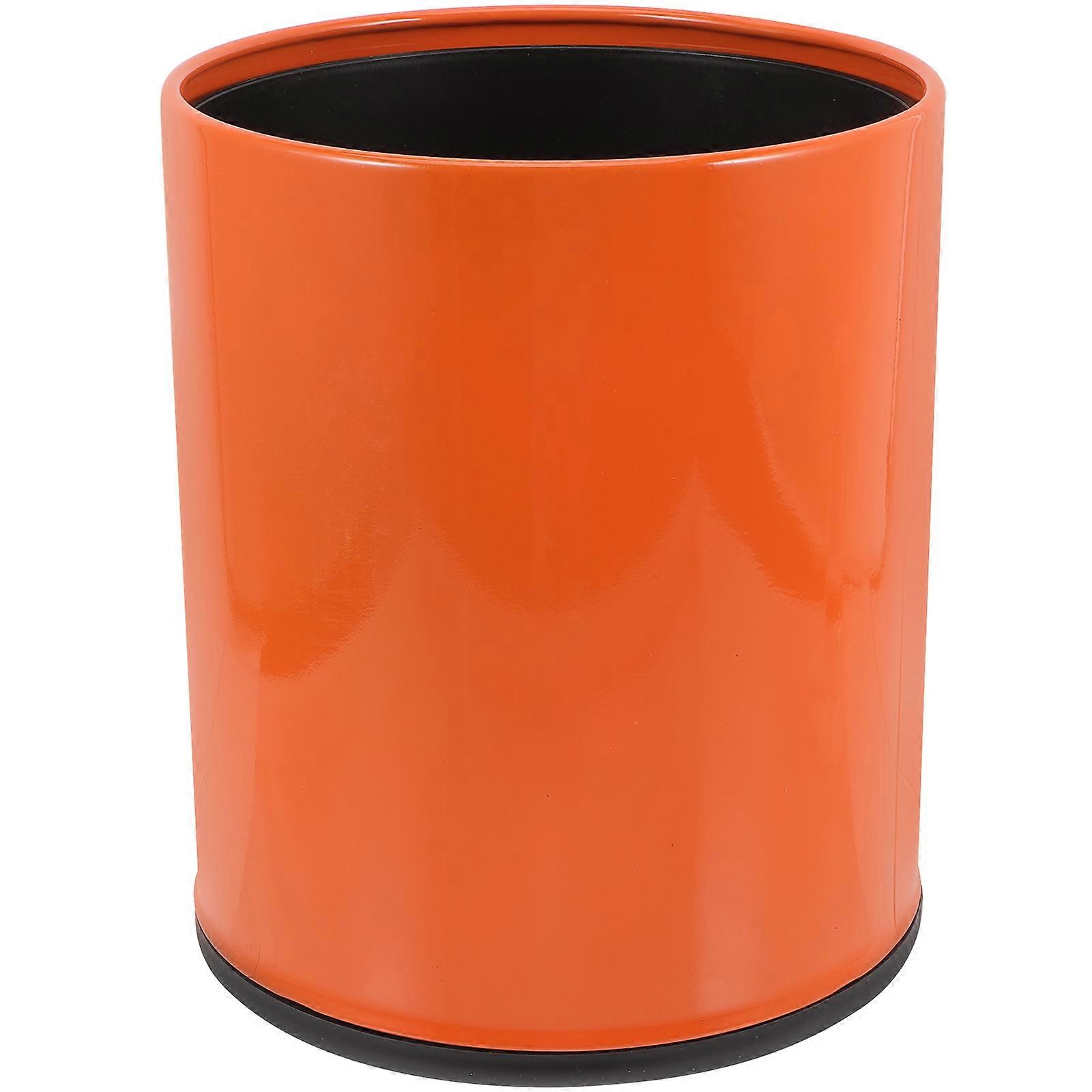 Wastepaper Basket Plastic Trash Can Home Office Wastepaper Basket Round Orange 26.5x22cm European Style 1Pack