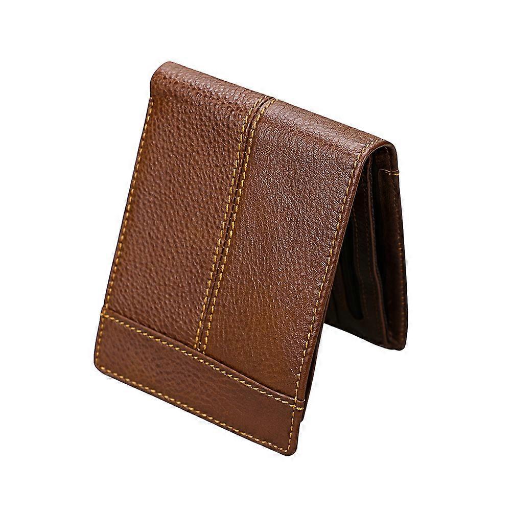 Compact Wallet Holds Bills Coffee Leather Wallet for Men Daily Use 1Pack