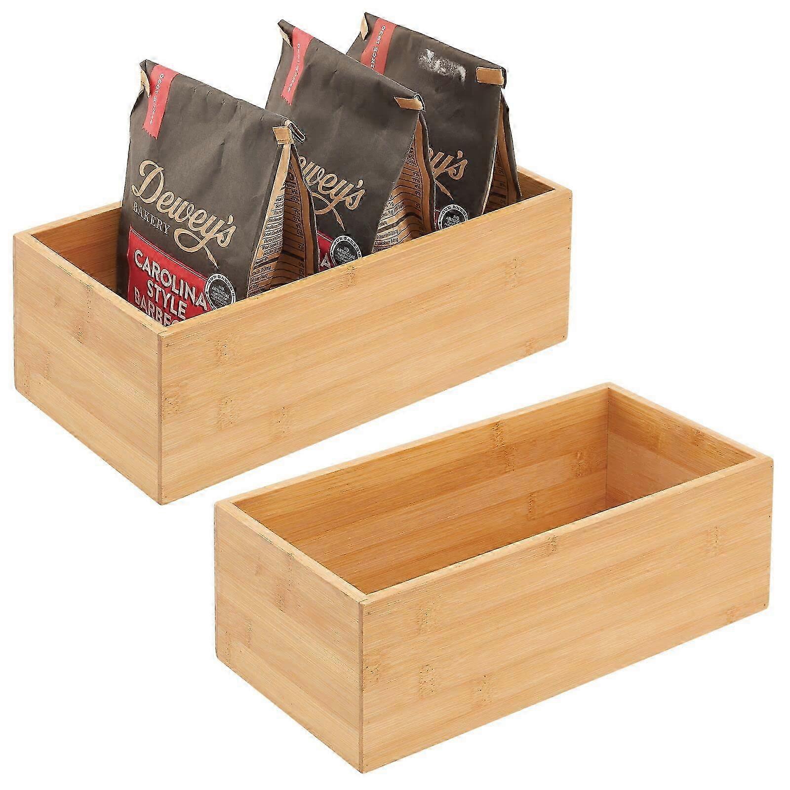 2 Pack Natural Storage Bins for Organizing Kitchen and Pantry Items