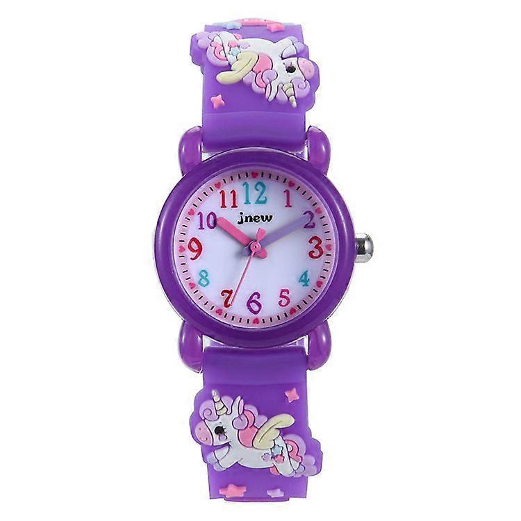 3D Children's Cartoon Watch Waterproof Quartz Watch-Unicorn Purple