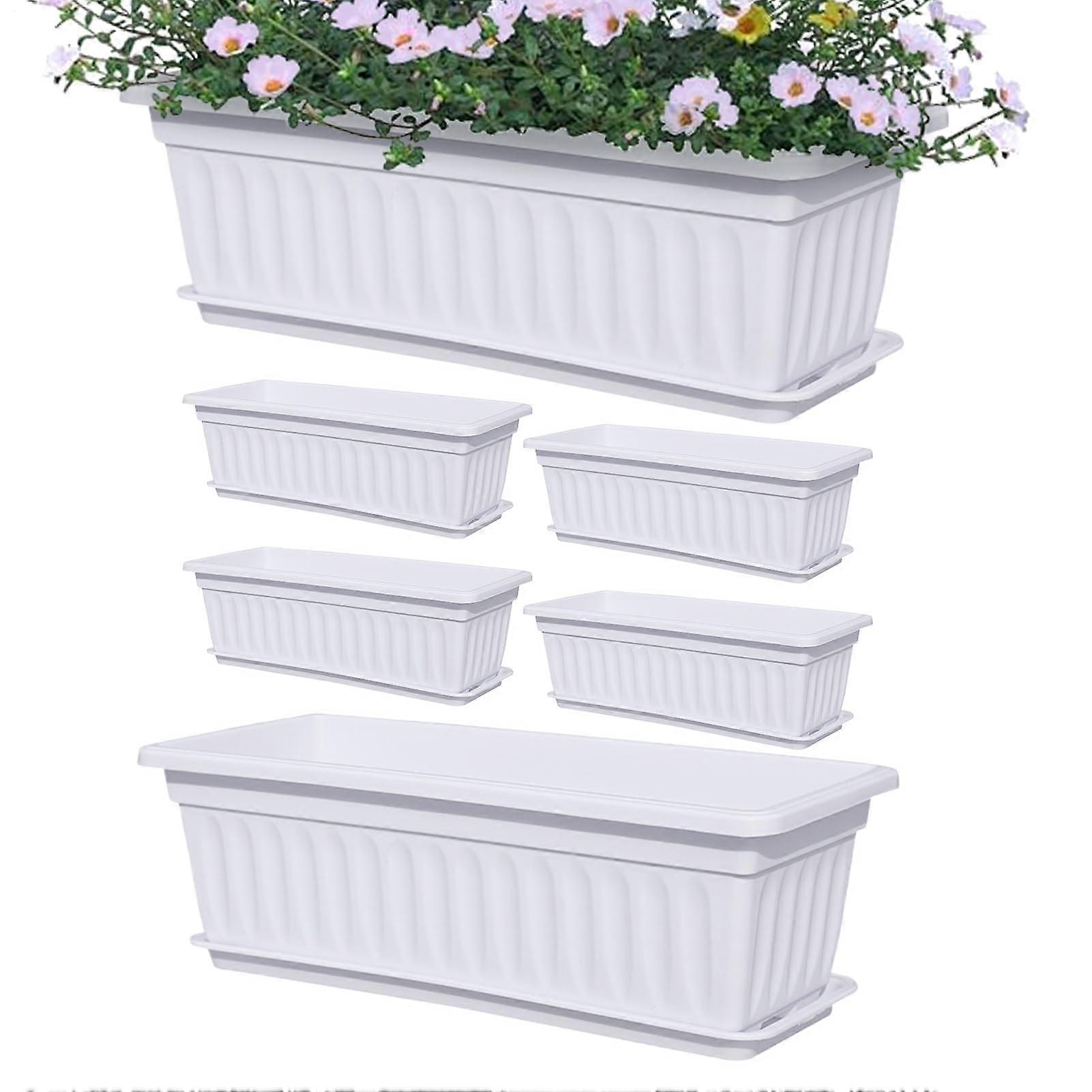 Window flower boxes outdoors, 6X weatherproof container with drainage holes white Ref: 9465