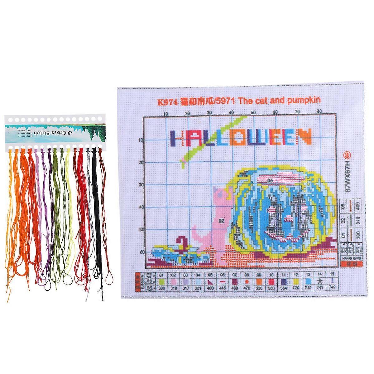 Embroidery Sets For Adults Halloween DIY Cross Stitch Kits Cotton Fabric For Embroidery Enthusiasts 1Set