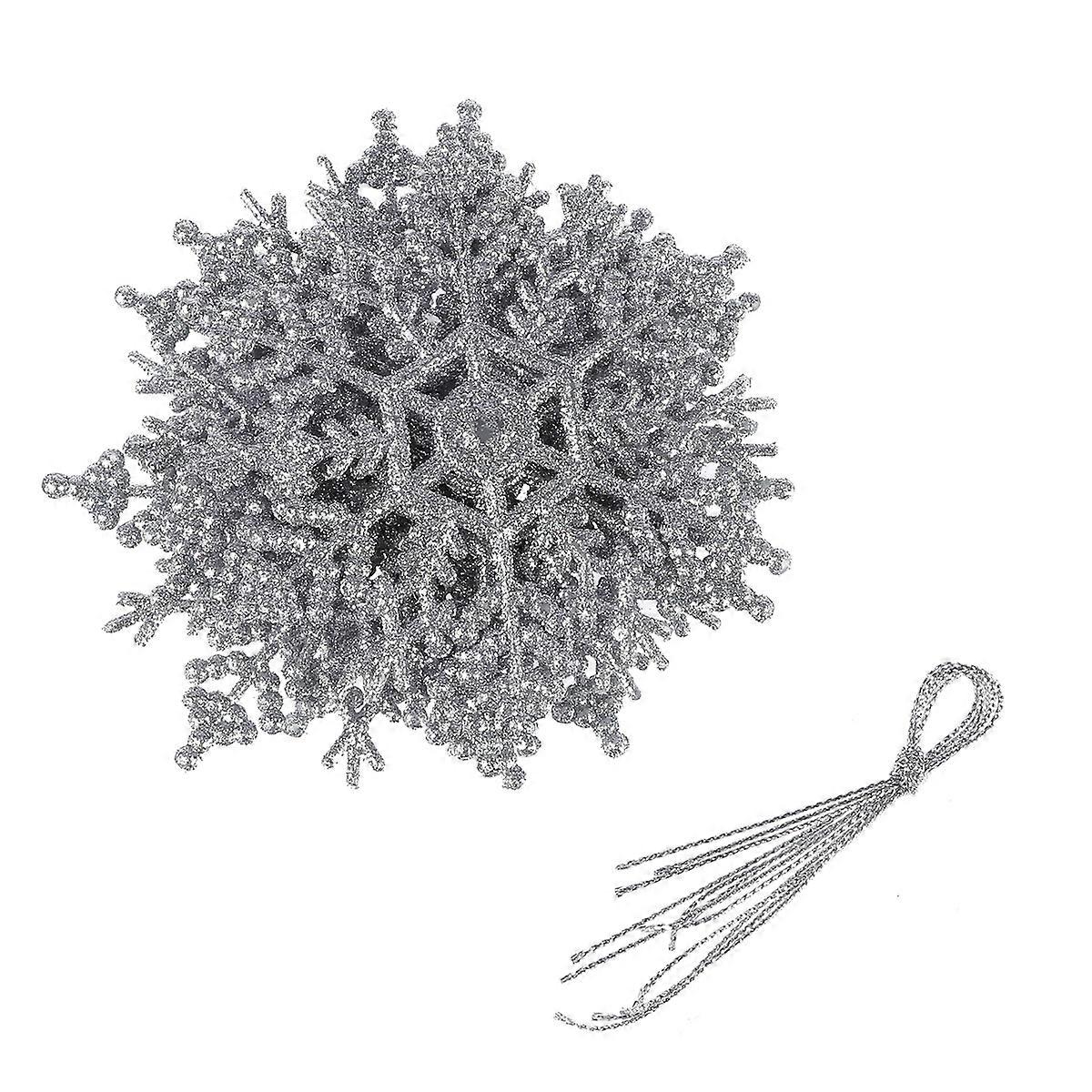 Ozdoby na snehové vločky na vianočný stromček strieborné 10x10cm 6ks