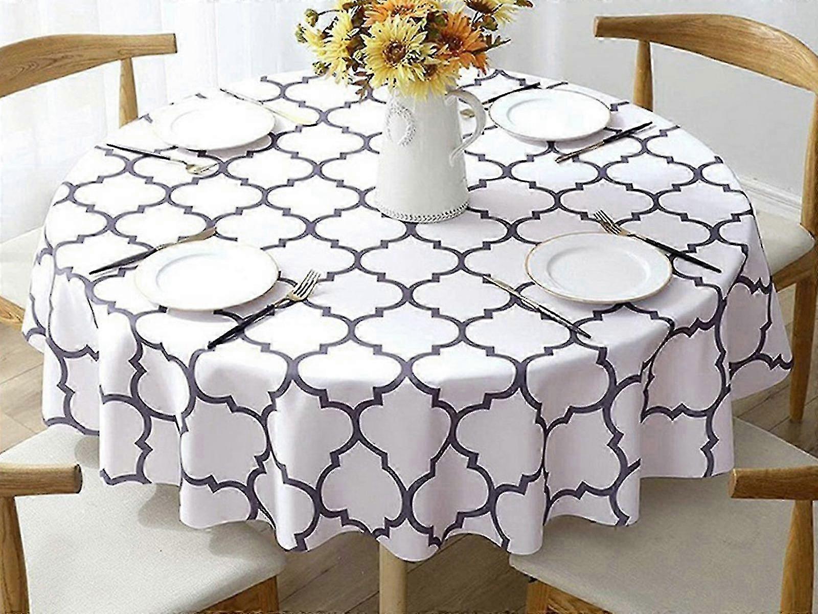 120cm Waterproof Round Dining Tablecloth White